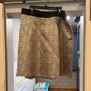 Narciso Rodriguez Black and Cream Patterned A-Line Skirt